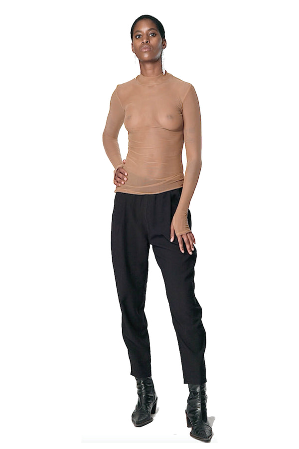 SKIN LONG SLEEVE TOP - BROWN