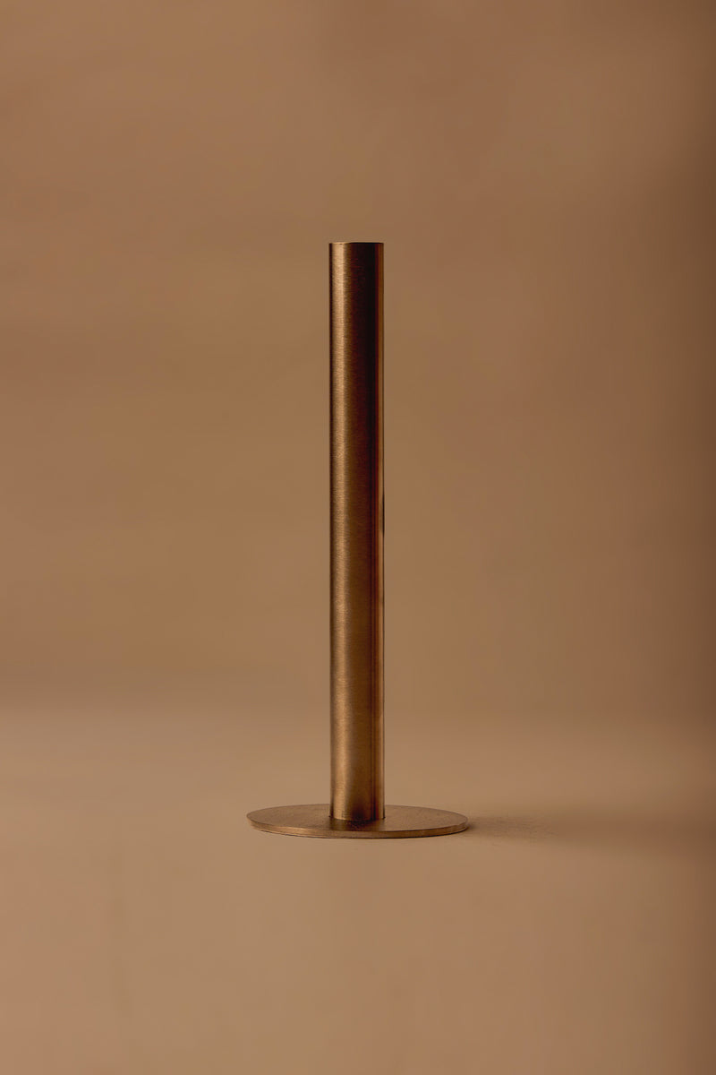 UY Studio CORE Flower Vase made of stainless steel, minimalist single stem flower vase for modern interior design, designed in Berlin, Germany.