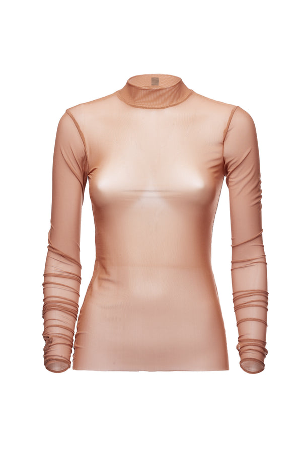 SKIN LONG SLEEVE TOP - BROWN