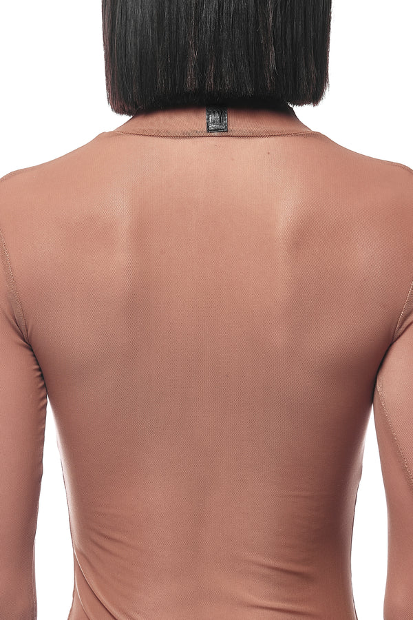SKIN LONG SLEEVE TOP - BROWN